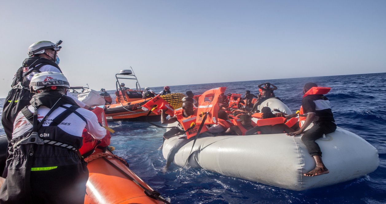 On the afternoon of June 27, the MSF team rescued 71 people from a rubber boat in distress.(June, 2022).