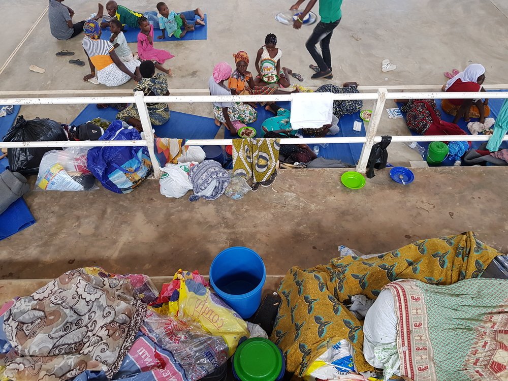 Picture of general conditions in the Pemba Stadium, where hundreds of IDPs are being temporarily sheltered.