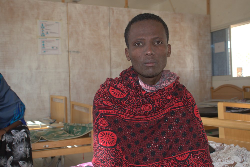 Abdiweli Farah, 24, has been admitted at measles isolation ward in MSF-supported Las Anod General Hospital (LAGH) in Las Anod, Sool region. (March, 2022).