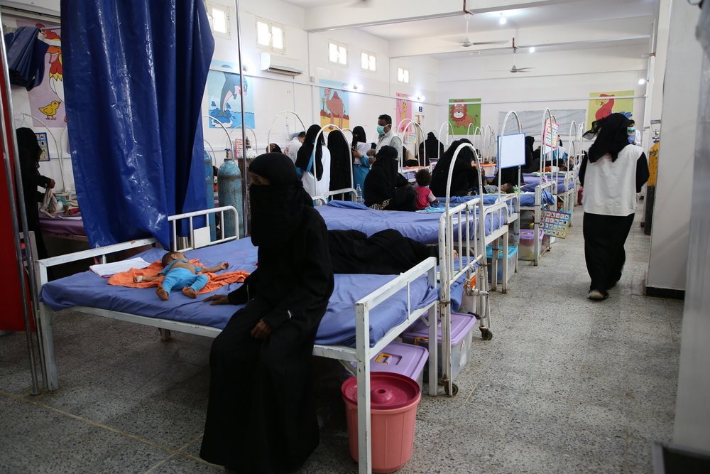 A view of the inpatient therapeutic feeding centre supported by MSF at Abs Hospital in Hajjah, Yemen. (September, 2020).