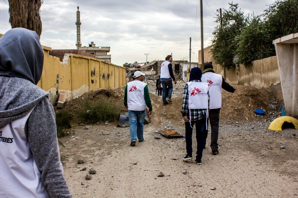 MSF teams assessing the medical and humanitarian needs in Al Mishlab. east of Raqqa. 2 November 2017. Syria.