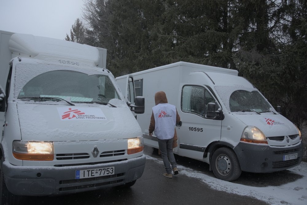 Medical mobile units sent inside Ukraine by MSF to provide medical assistance to people who are trying to cross in Poland to flee the war in their country - Polish-Ukrainian border.(March, 2022)