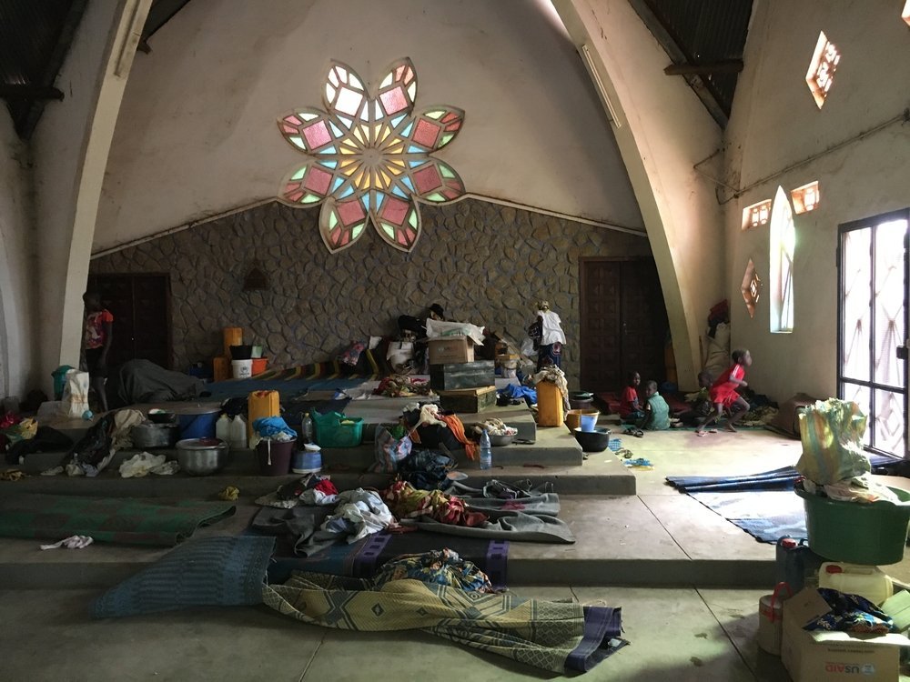The city&#039;s former cathedral, the largest of the six makeshift camps for displaced people where Médecins Sans Frontières (MSF) has just started an emergency intervention.
