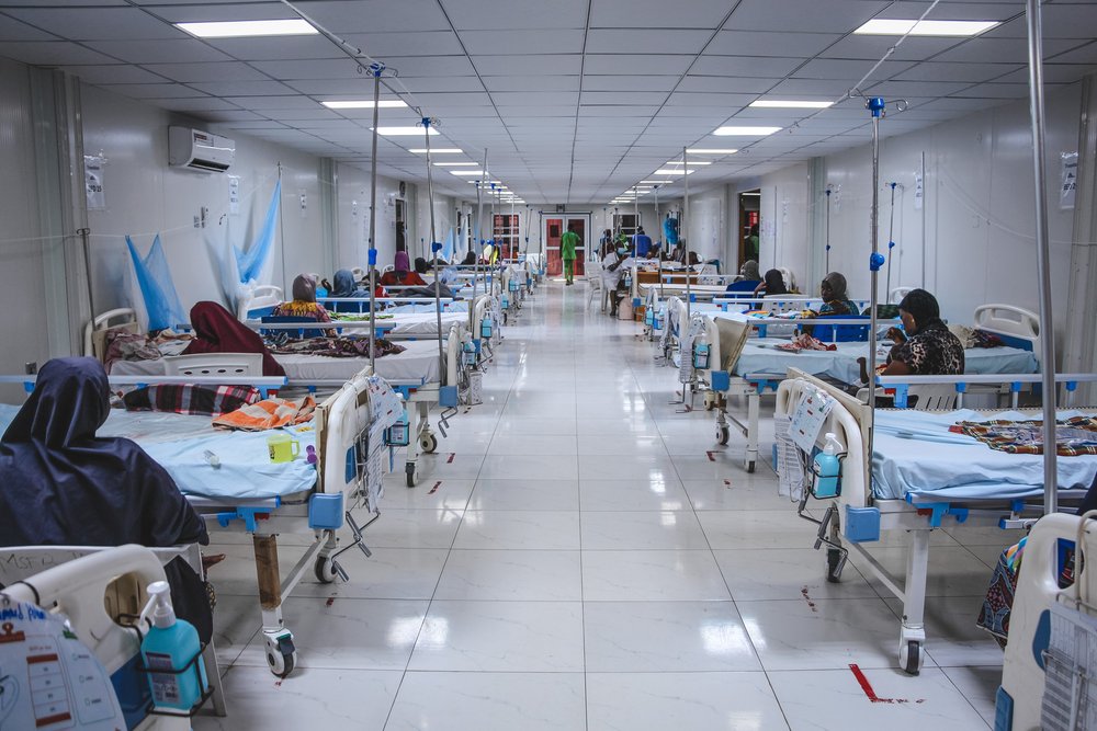 A view of one of the wards of the inpatient therapeutic feeding centre (ITFC) at Nilefa Kiji nutrition hospital run by MSF in Maiduguri, Borno State in Nigeria. (June, 2022).