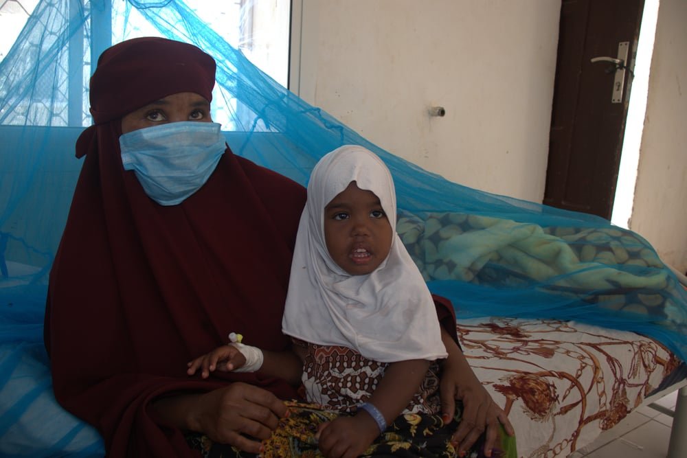 Bushra Mohamed, 3 years old, has been admitted to Las Anod hospital (LAGH) measles isolation ward where she is been undergoing treatment. (March, 2022).