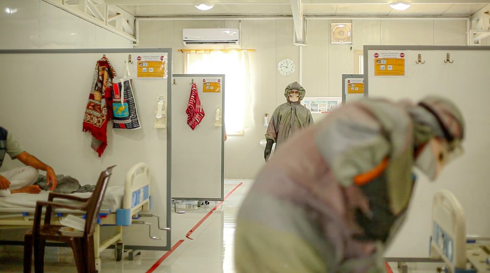The inpatient ward in Al-Wahda hospital in Mosul when it was a COVID-19 treatment and isolation center. 