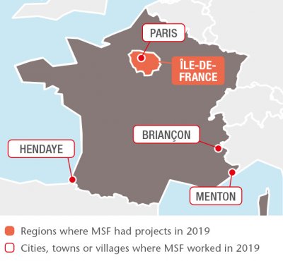 Map with all MSF projects in 2019