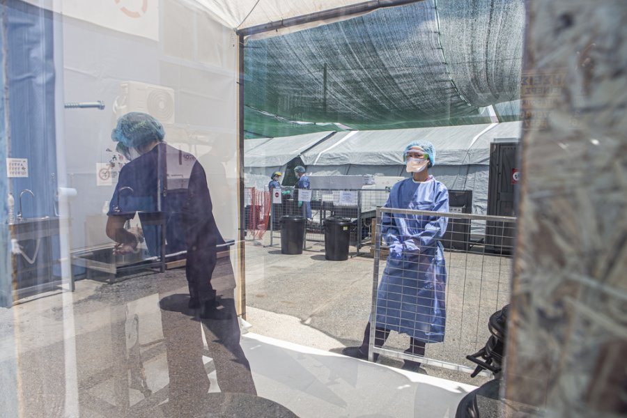 MSF staff prepares a COVID-19 facility on the Greek island of Lesbos, near the refugee camp of Moria, to be ready for an outbreak of the disease amongst this very vulnerable people.