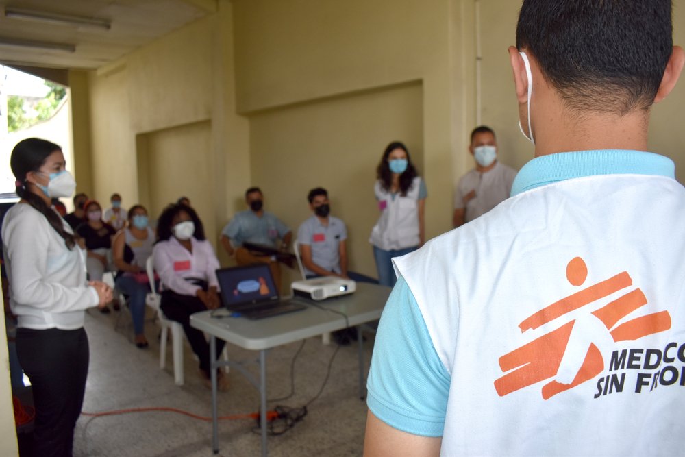 MSF health educators take part in a training session before joining a team providing assistance to communities affected by hurricanes Eta and Iota.