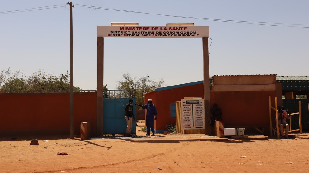 The main entrance to the hospital in Gorom Gorom, in the Sahel region of Burkina Faso.