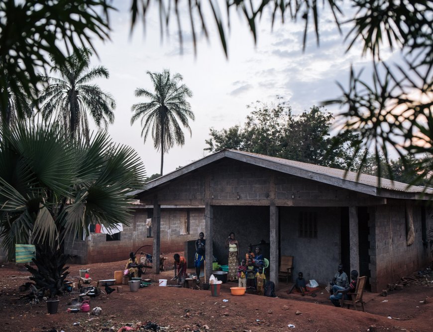 View of Philomène’s temporary housing located in the Bangassou hospital compound. She shares this empty building with her relatives and other families who fled violence.