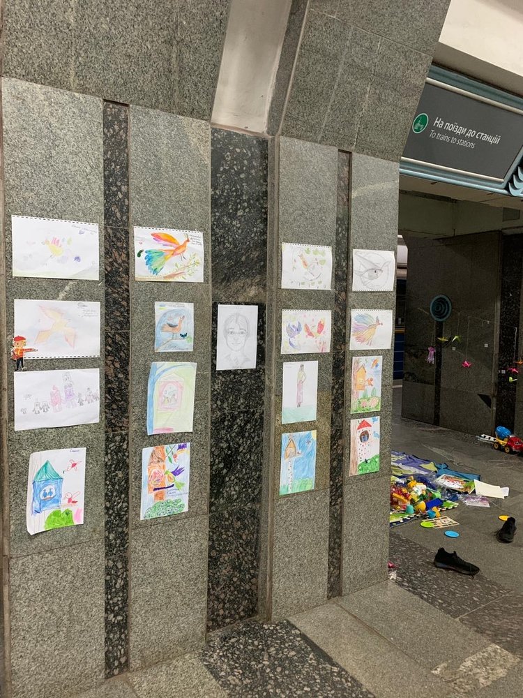 Art project done by children living in the Metro station depicting hope for an end to the violence. (April, 2022).