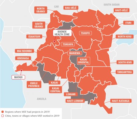 Map with all MSF projects in 2019