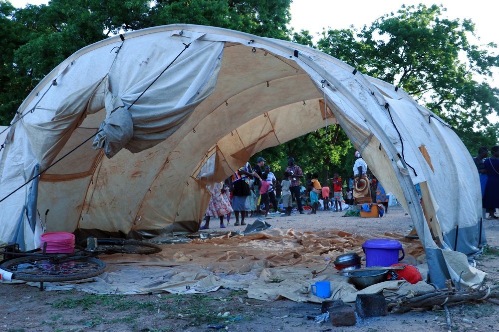 A tent is seen at Bangula camp where people displaced by Tropical Cyclone Ana are residing. (February, 2022).