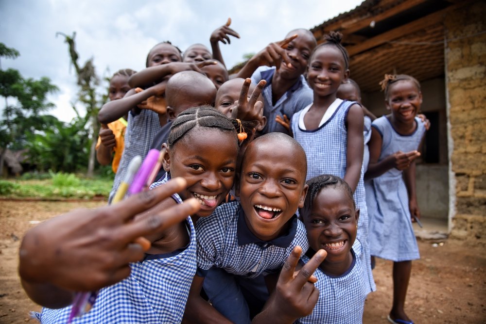 Children in Simbaru chiefdom, in Kenema district, eastern Sierra Leone.