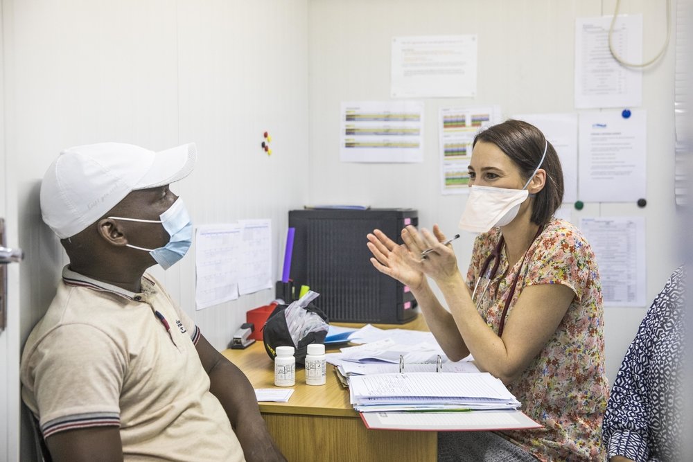 Dr Louisa Dunn, a sub-investigator on the TB Practecal clinical trial consults with a patient. Previous trial in 2018.