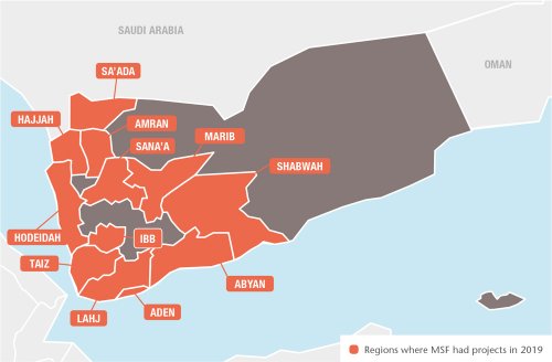 Map with all MSF projects in 2019