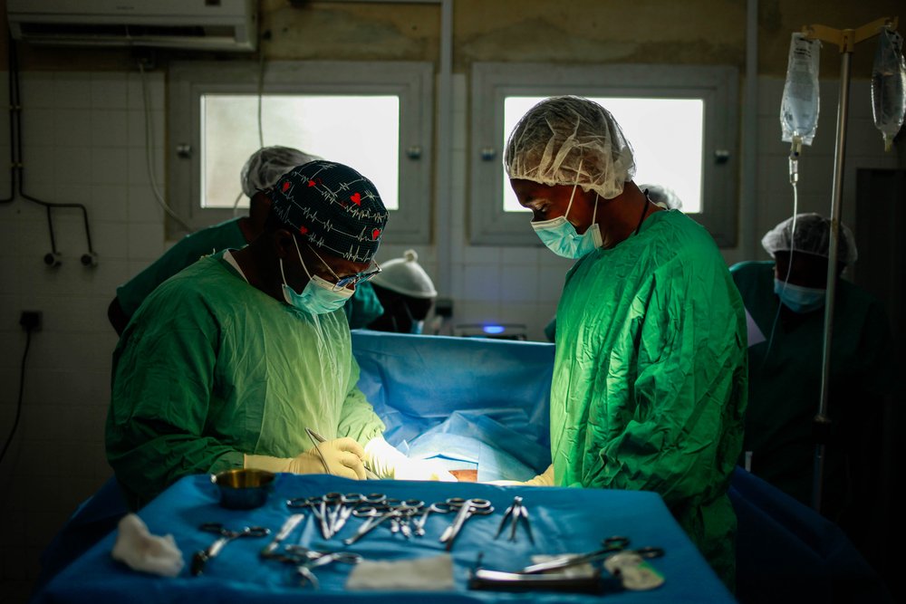 Doctors Without Borders surgeon, Dr Jules, operates on a patient suffering from a hernia in Mamfe District Hospital, South-West Cameroon.