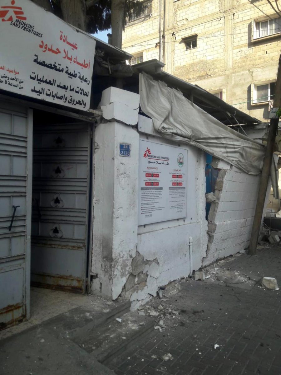 Damage to MSF clinic in Gaza. 16th May 2021. 
