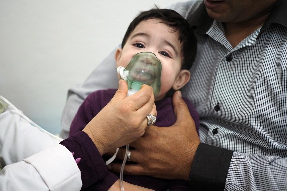 At a clinic in Libya, nine-month-old Sefaw is treated for breathing difficulties © Samuel Gratacap.
